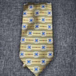 Jos A Banks Geometric Mens Silk Tie Gold blue (T20